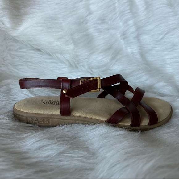 Bass Women's Burgundy Strappy Leather Sandals - Picture 3 of 5